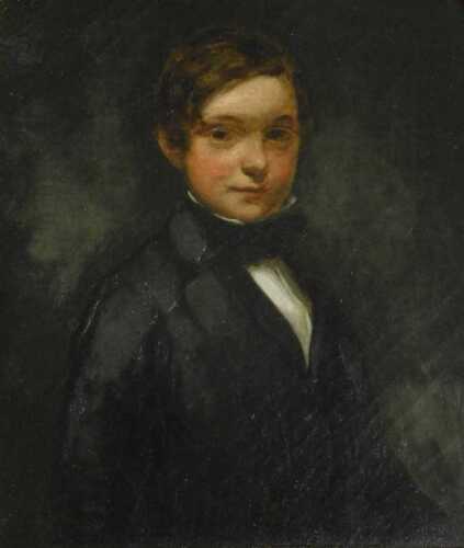 19thC British School. Half length portrait of a young gentleman, oil on canvas, 25cm x 19.5cm.