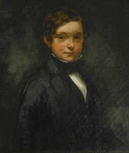19thC British School. Half length portrait of a young gentleman, oil on canvas, 25cm x 19.5cm.