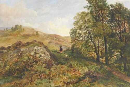 Arthur Pergial (1816-1884). Shooting at Comrie, oil on canvas, signed and titled, 34cm x 52cm....