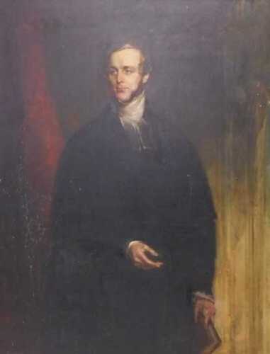 19thC British School. Three quarter portrait - Victorian clergyman, oil on canvas, 141cm x 110cm.