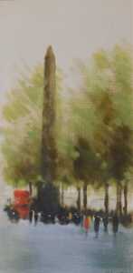 Anthony Robert Klitz (1917-2000). Cleopatra's Needle London, oil on canvas, signed, 75.5cm x 37cm.