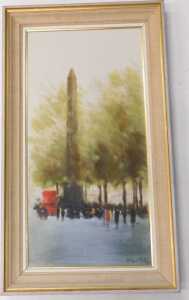Anthony Robert Klitz (1917-2000). Cleopatra's Needle London, oil on canvas, signed, 75.5cm x 37cm. - 2