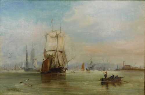 Samuel Bough (1822-1878). On the Humber, oil on canvas, signed, dated 1869, titled verso, 34.5cm...
