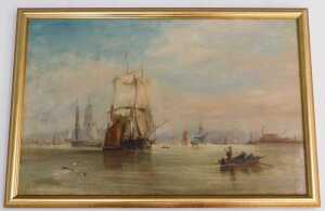 Samuel Bough (1822-1878). On the Humber, oil on canvas, signed, dated 1869, titled verso, 34.5cm... - 2
