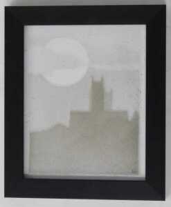 Kevin Wallhead (20thC). Five mile view, glass, signed, titled and dated 2016 verso, 24cm x 19cm. - 2