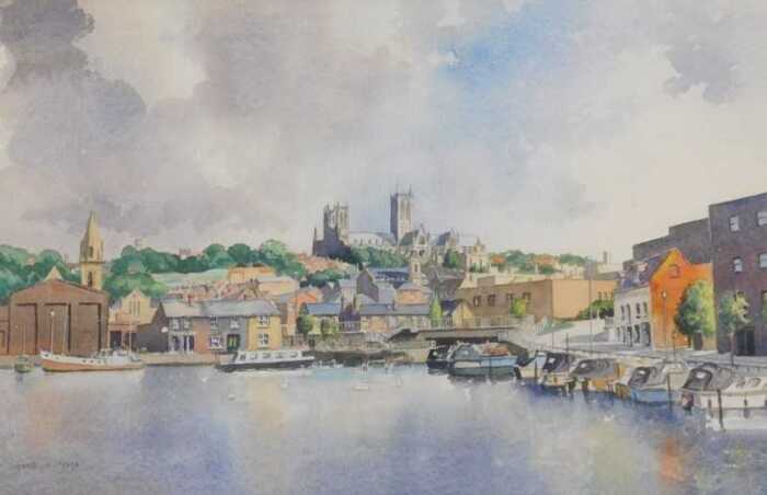 Charles Speed. Lincoln from Brayford Pool, watercolour, signed and titled verso, 36cm x 55cm....