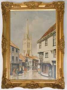 20thC. Coloured print on canvas, Louth, 75cm x 50cm. - 2