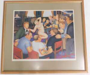 Beryl Cook (1926-2008). The Stripper, artist signed coloured print, 52cm x 63cm. - 2