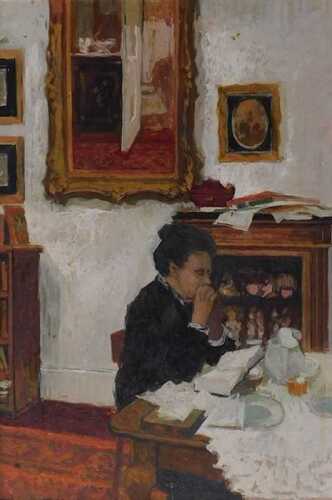 Peter Brannan (1926-1994). Portrait of a lady at breakfast, oil on board, signed, dated (19)59,...