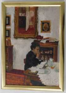 Peter Brannan (1926-1994). Portrait of a lady at breakfast, oil on board, signed, dated (19)59,... - 2