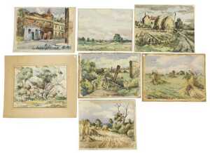 Edward Eaton Brannan (1886-1957). Street scene, watercolour, signed, 30cm x 41cm and six other...