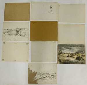 Edward Eaton Brannan (1886-1957). Studio works, watercolours, 46cm x 56cm, contents of folder. (10) - 13