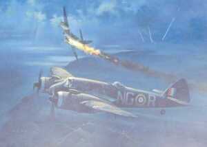 James Petrie (20thC). Cats Eyes (Beaufighter 1.604 SQDN), oil on board, signed and titled verso,...