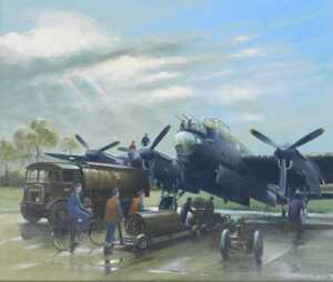 Ronald Homes (20thC). Cold Front Clearing 18.00 HRS - Lancaster I, oil on canvas, signed and...