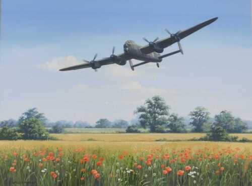 Patricia Forrest (20thC). PA474 Runs in at 100ft/ Avro Lancaster, watercolour, signed and titled...