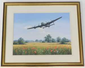 Patricia Forrest (20thC). PA474 Runs in at 100ft/ Avro Lancaster, watercolour, signed and titled... - 2