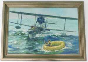 Derek Bartlett (20thC). Sea Rescue Vickers Supermarine Walrus in Action, oil on board, signed... - 2