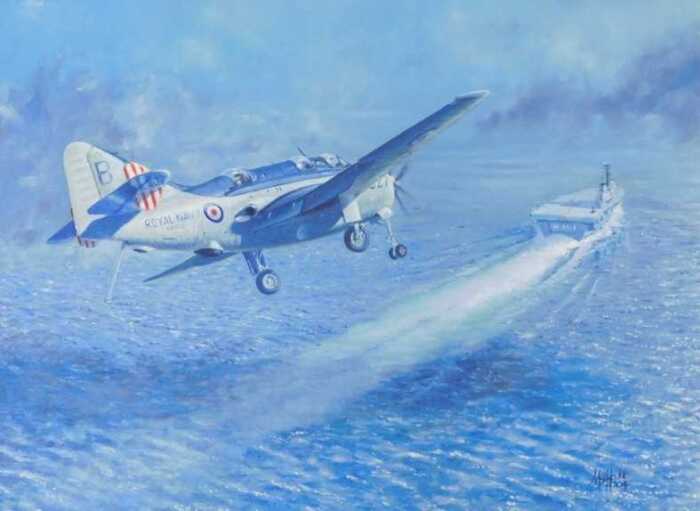Mark S Hall (20thC). Home to Roost - Fairey Gannet AS MkI, oil on canvas, signed, dated (20)04,...