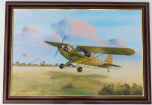 Keith Hill (20thC). G-BPCF taking off, oil on canvas, signed and dated (19)98, 49.5cm x 75cm. - 2