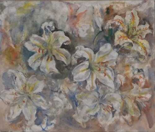 Maud Cecil (1904-1981). Floral study, oil on canvas, Artist studio sale stamp - Nov 1981 verso,...