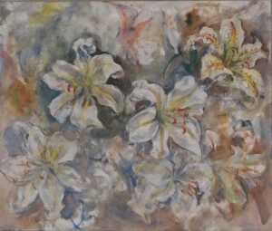 Maud Cecil (1904-1981). Floral study, oil on canvas, Artist studio sale stamp - Nov 1981 verso,...