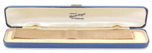 A 9ct gold brick link bracelet, plain over clasp, 44.6g.