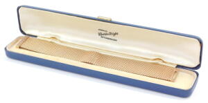 A 9ct gold brick link bracelet, plain over clasp, 44.6g. - 2