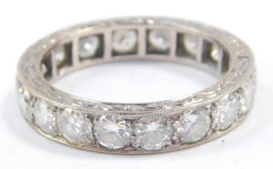A diamond full eternity ring, set in white metal, stamped 18ct, approx 2.25cts, size P, 5.3g. - 4