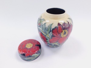 A Moorcroft pottery ginger jar and cover decorated in the Tree Peony pattern, c2004, painted and impressed marks, seconds, 15cm high. - 2