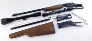 A Daisy Model 1894 .22 air rifle (AF), together with a Nikko Stirling 3 - 9x40 gun sight, and a Tiara 4x28 gun sight. (3) - 3