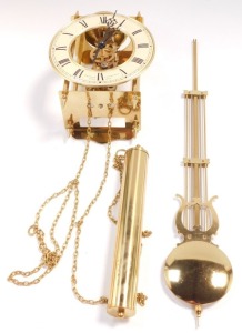 A Sewills of Liverpool brass cased skeleton lantern wall clock, circular dial with chapter ring bearing Roman numerals, single train movement with bell strike, and pendulum, No 701 - 781. - 2