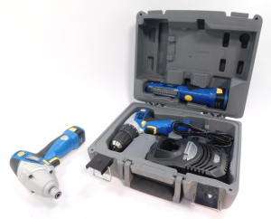 A Draper 10.8 volt cordless rotary drill, 10.8 volt lithium-ion battery pack and charger, cased, and a 10.8 volt cordless impact driver. (2) - 2
