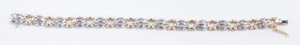 A baguette diamond bracelet, set in a white oval and yellow square metal link bracelet, stamped 14k, on a snap clasp, approximately 2ct, 18.3g. - 3