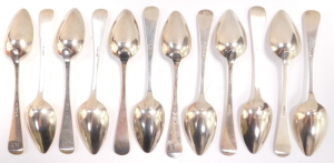 Twelve Dutch silver table spoons, monogram engraved, assay mark for The Hague, 22.10oz. - 2