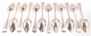 Twelve Dutch silver table spoons, monogram engraved, assay mark for The Hague, 22.10oz. - 3