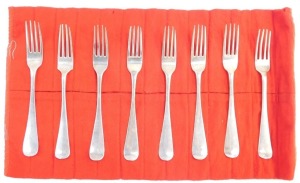 Eight Dutch silver table forks, monogram engraved, assay mark for The Hague, 13.90oz.