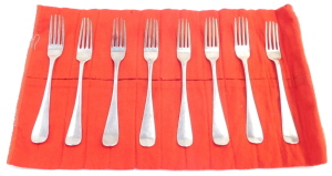 Eight Dutch silver table forks, monogram engraved, assay mark for The Hague, 13.90oz. - 2