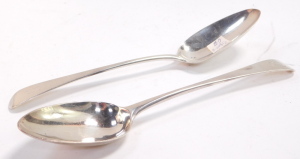 A George III silver table or dessert spoon, James Phipps I, London 1787, initial engraved, and a further spoon, William Eley & William Fearn, London 1805, initial engraved, 4.02oz. (2) - 3