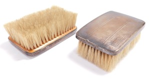 A pair of George VI silver backed hair brushes, with engine turned decoration, shield reserve, Birmingham 1937. - 2