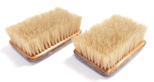 A pair of George VI silver backed hair brushes, with engine turned decoration, shield reserve, Birmingham 1937. - 3