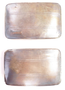 A pair of George VI silver backed hair brushes, with engine turned decoration, shield reserve, Birmingham 1937. - 4