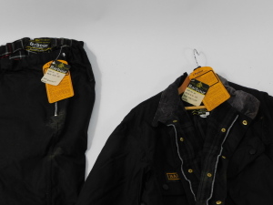 A Barbour International wax jacket, size 44, with matching trousers, waist size 40. (2) - 2