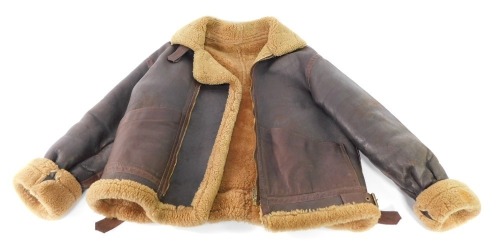 A gentleman's leather and sheepskin lined flying jacket, size medium.