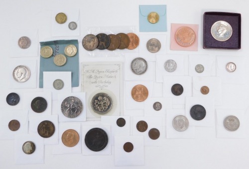 George III and later silver and copper coinage, Festival of Britain crown 1951, boxed, and foreign coinage. (a quantity)