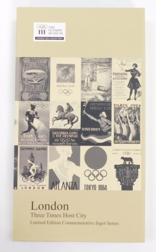A London Three Times Host City limited edition commemorative ingots series, for The Olympic Museum, London 2012 Collection, boxed.