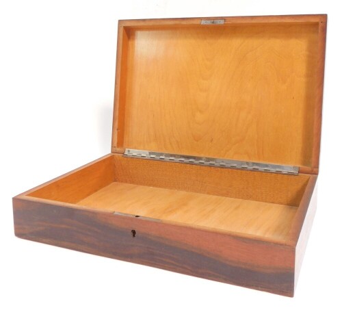 A coromandel and marquetry box, the lid inlaid with a coastal scene, plain interior, 30cm wide, 20cm deep.