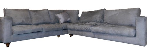 A high quality suede finish corner sofa suite.