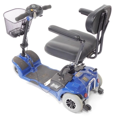An MW mobility scooter, in blue, with charger.