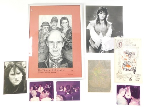 A Michael Praed signed Christmas card, promotional photographs, colour photographs of Praed in The Pirates of Penzance, with Her Late Majesty The Queen Mother, programme for the show, and a promotional picture of Praed with Chris Langham and Sylvester McC