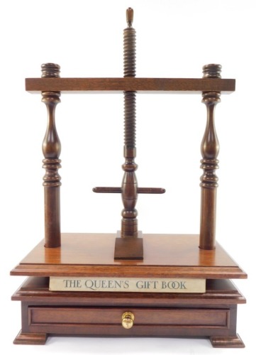 A Georgian style mahogany book press, with single frieze drawer, raised on bracket feet, 58cm high, 38cm wide, 21.5cm deep.